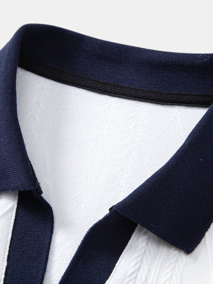 Contrast Geometry Jacquard Knit Polo