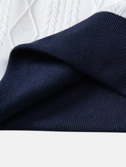 Contrast Geometry Jacquard Knit Polo
