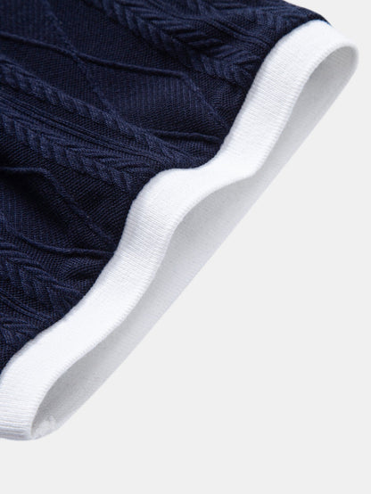 Contrast Geometry Jacquard Knit Polo