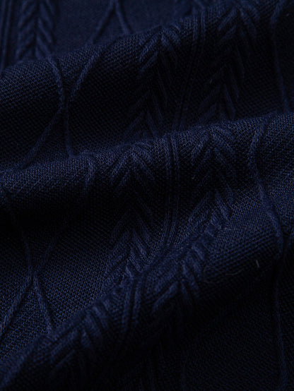 Contrast Geometry Jacquard Knit Polo