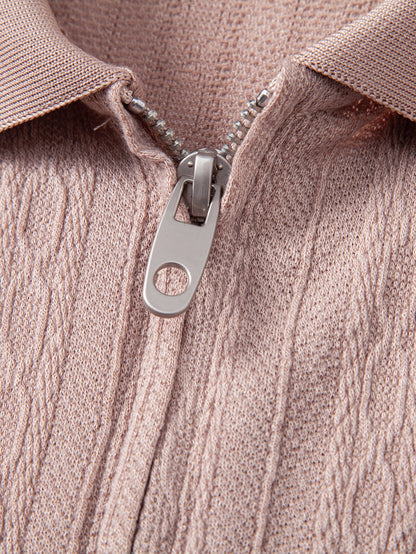 Twisted Jacquard Zipper Polo