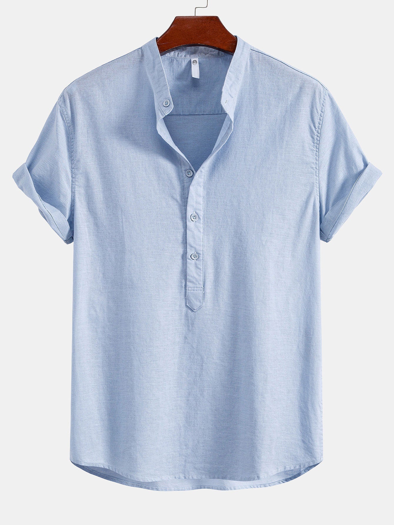 Half Open Collar Linen Shirt