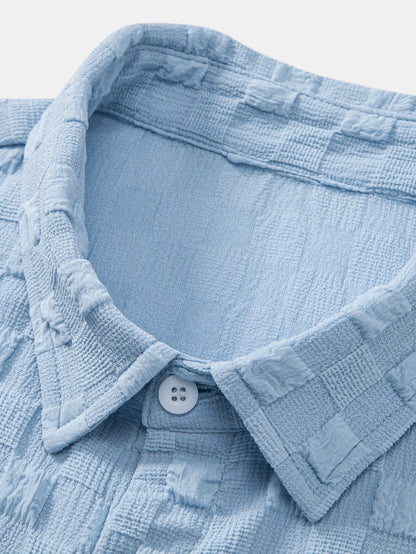 Checkerboard Textured Button Up Shirt