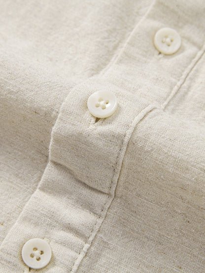 Half Open Collar Linen Shirt