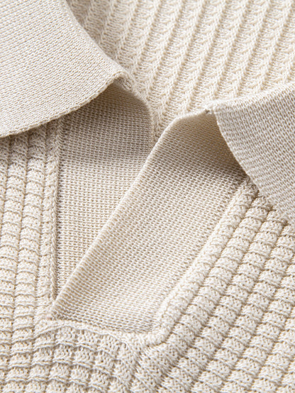 Stripe Johnny Collar Knit Polo