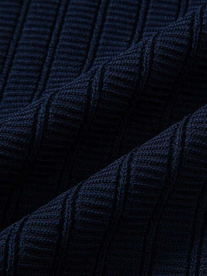 Contrast Textured Johnny Collar Knit Polo