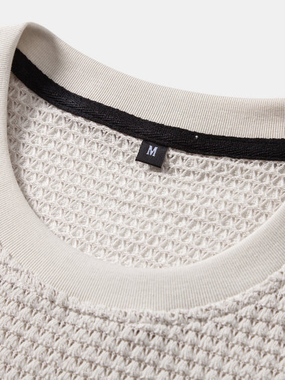 Short-Sleeve Waffle Ribbed Hem T-Shirt