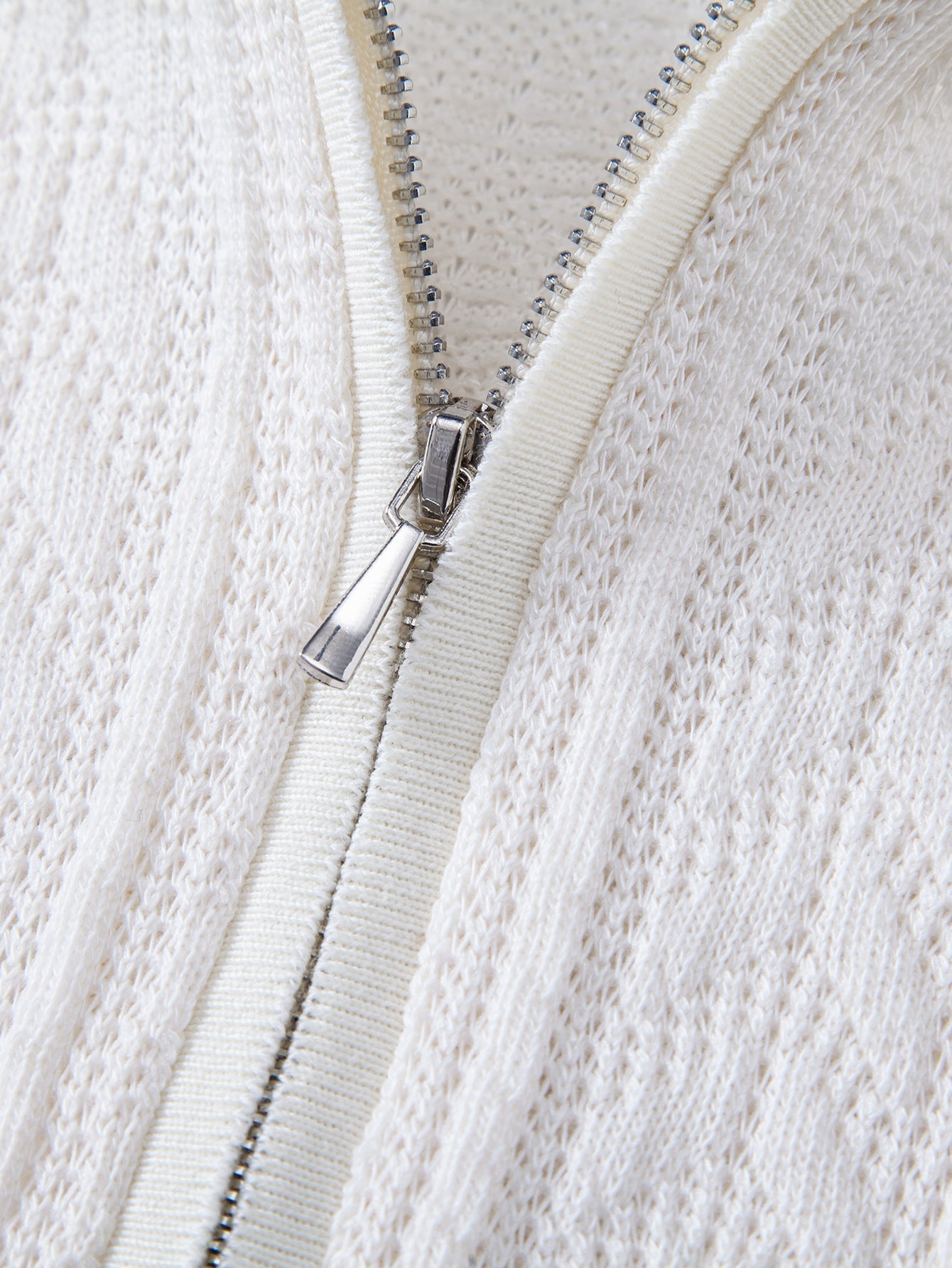 Wheat Ear Jacquard Zipper Knit Polo