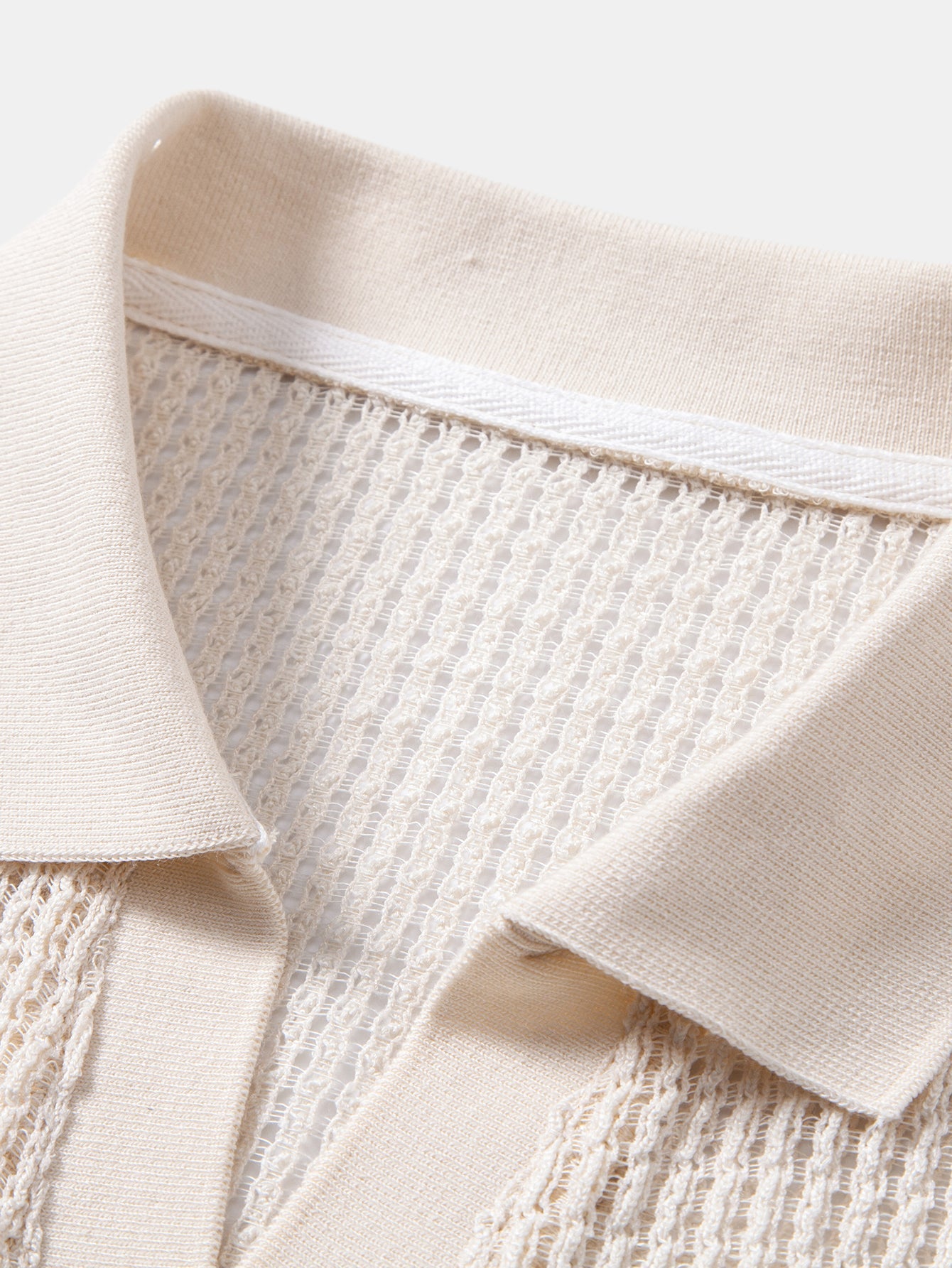 Relax Fit Crocheted V Neck Polo
