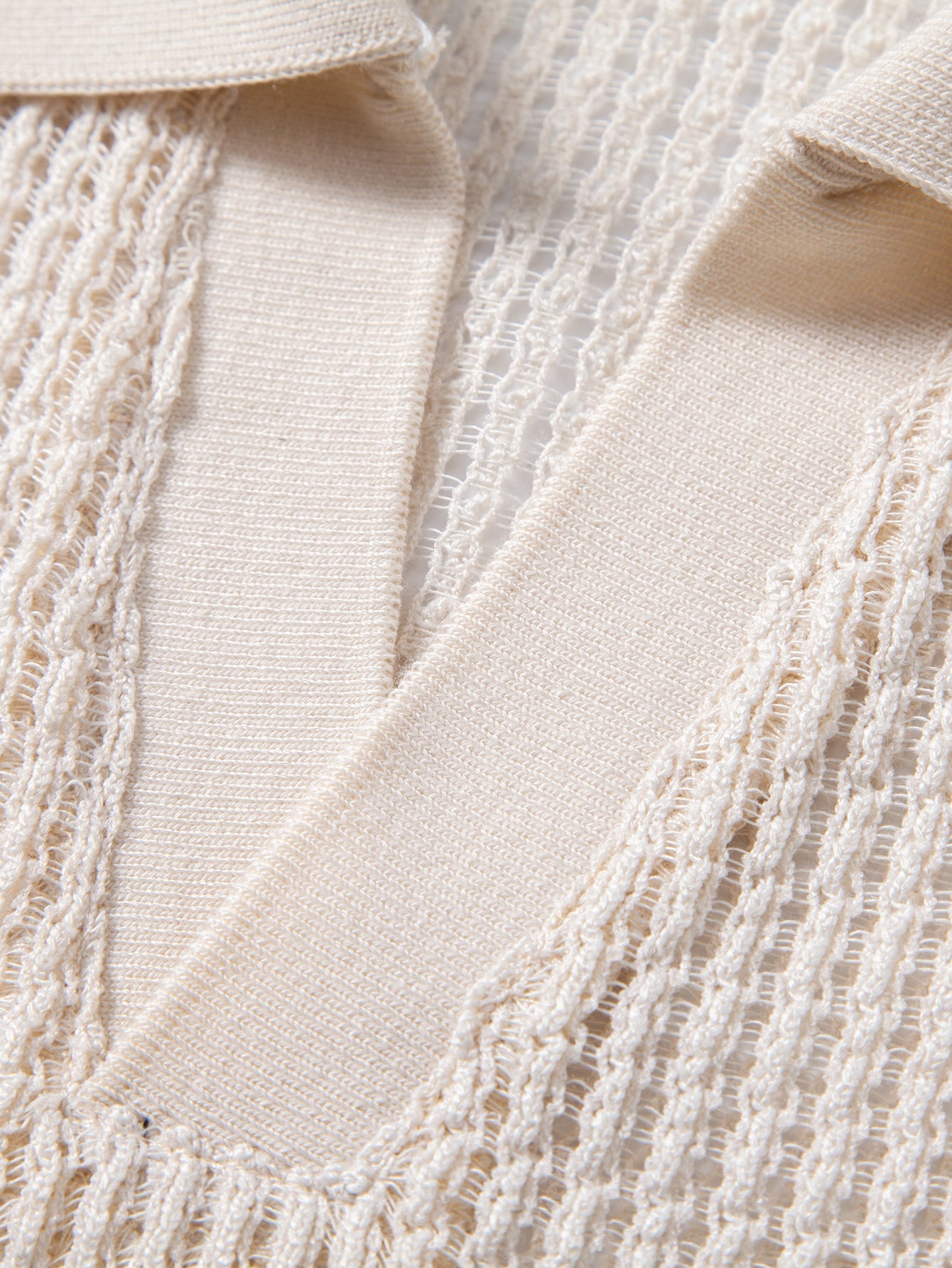 Relax Fit Crocheted V Neck Polo