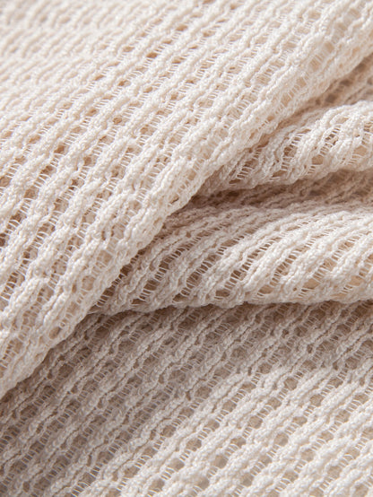 Relax Fit Crocheted V Neck Polo