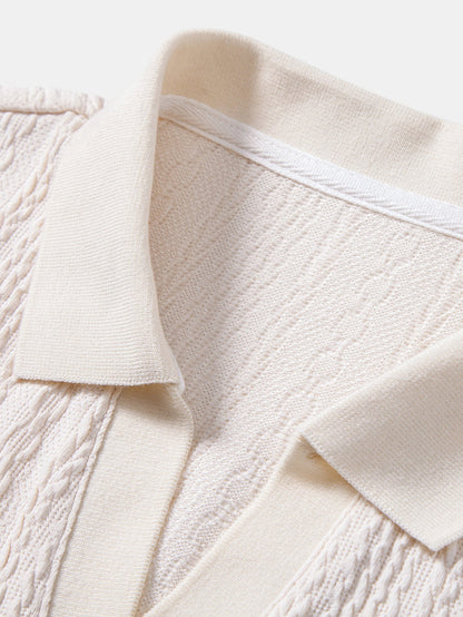Twist Jacquard V Neck Polo