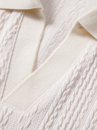 Twist Jacquard V Neck Polo