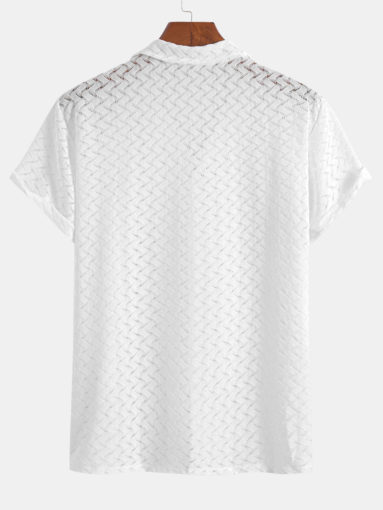 Hollow Out Textured Cuban Shirt