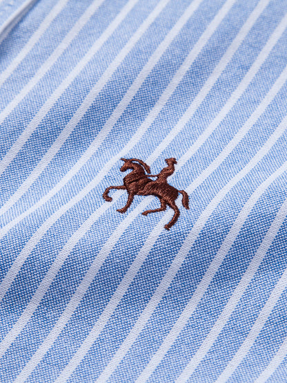 Cowboy Embroidery Cotton Stripe Shirt