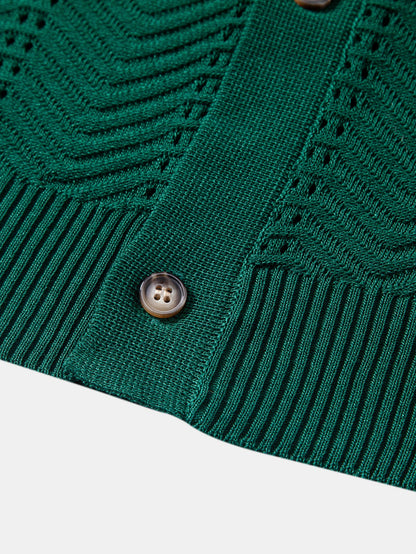 Textured Jacquard Button Up Knit Shirt