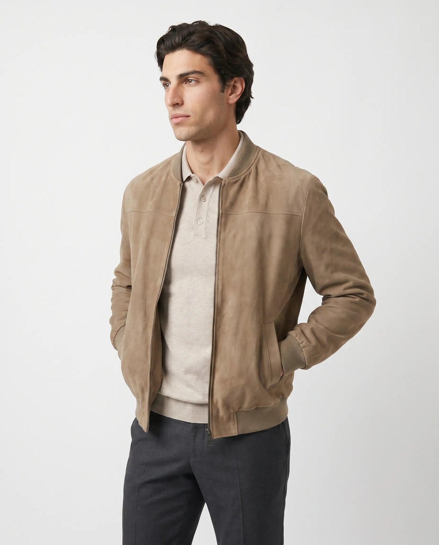 Men’s Refined Suede Bomber Jacket