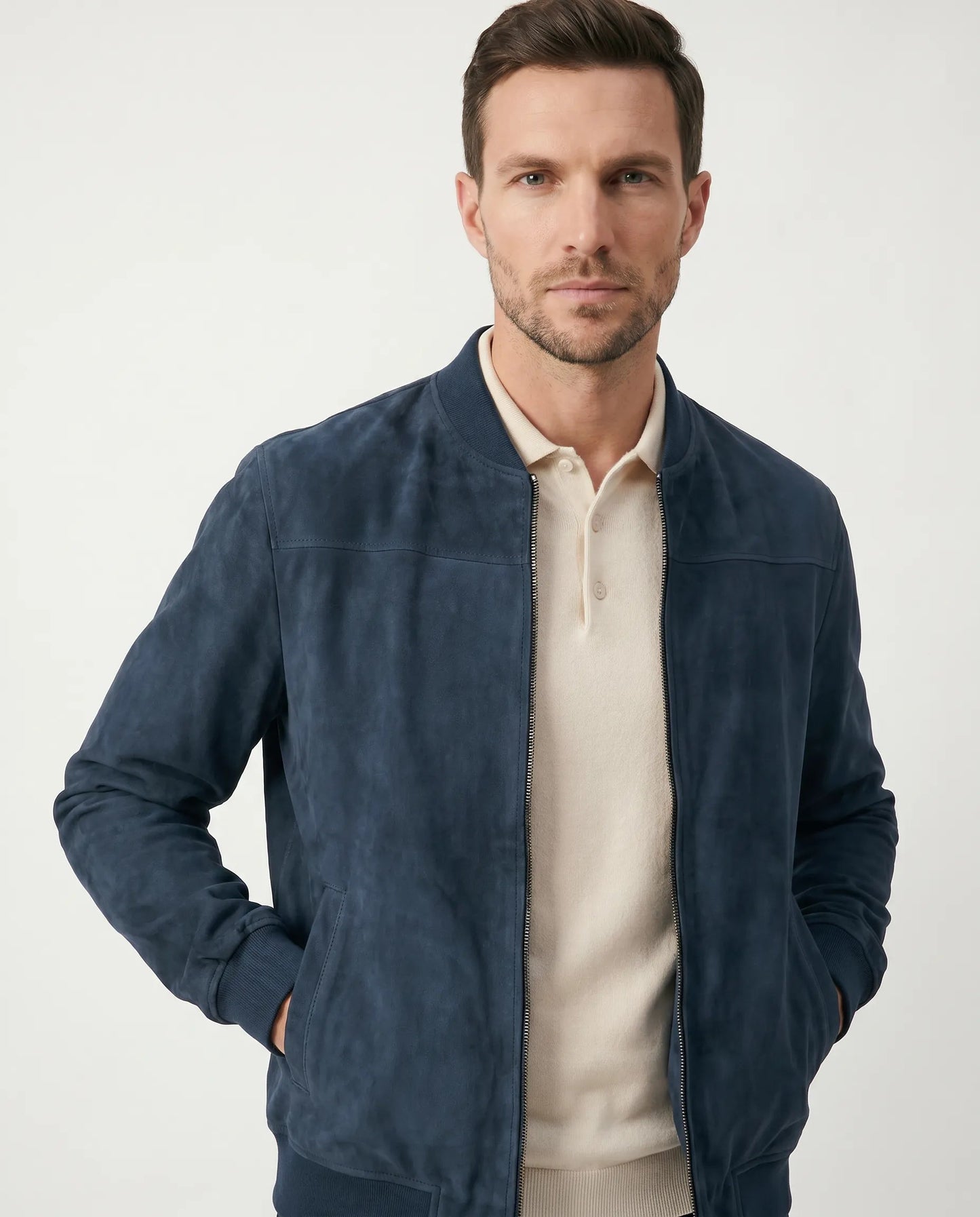 Men’s Refined Suede Bomber Jacket