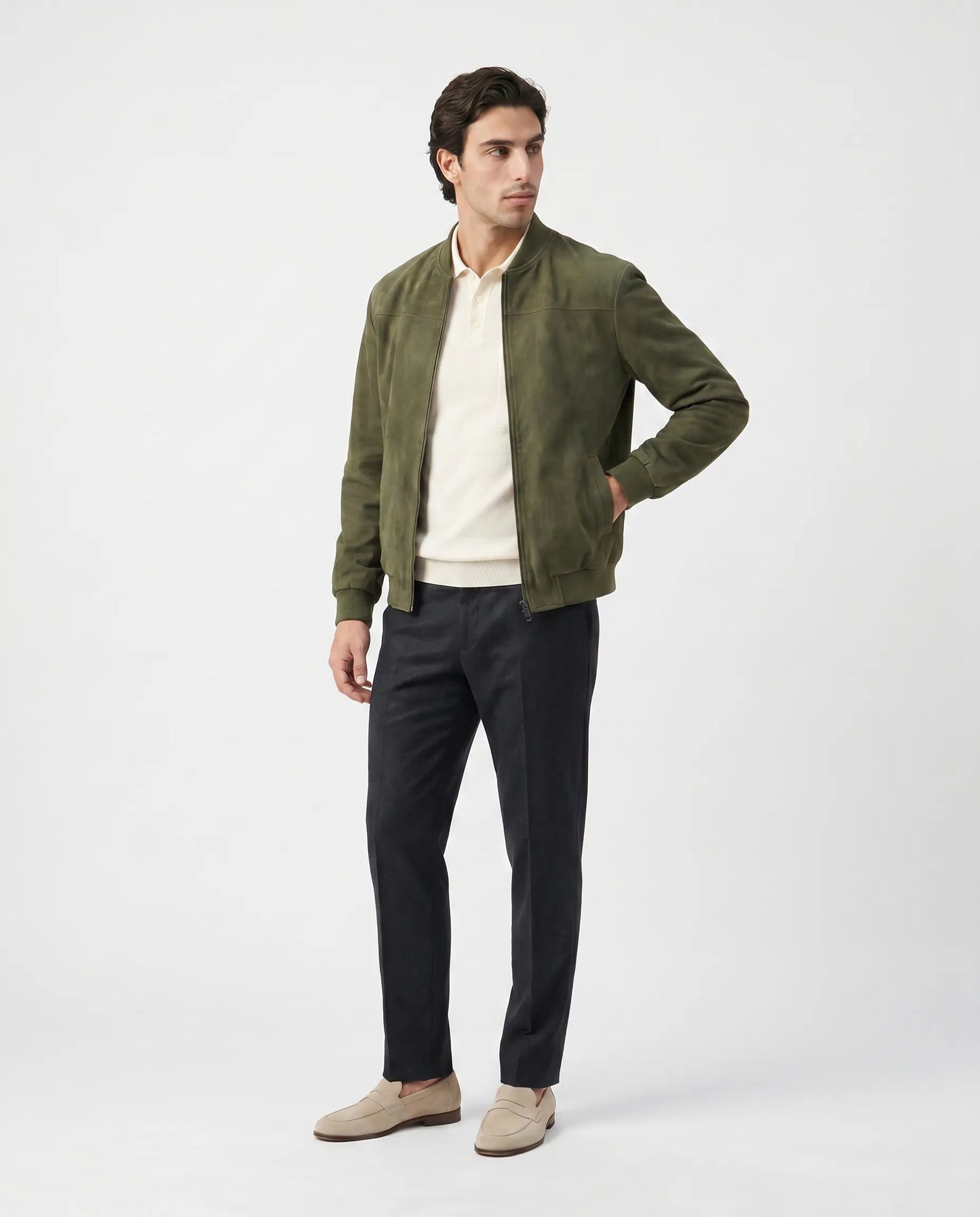 Men’s Refined Suede Bomber Jacket