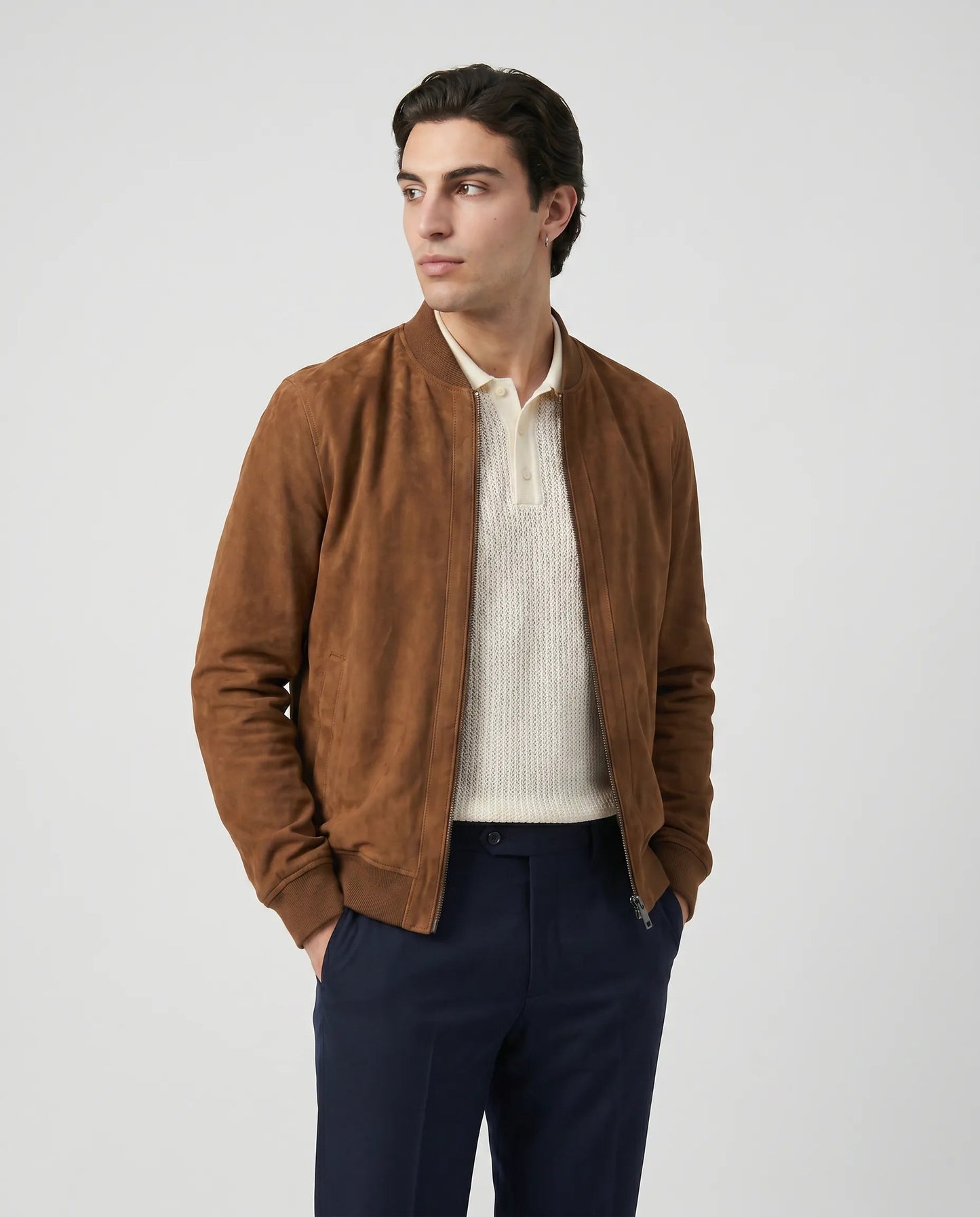 Men’s Refined Suede Bomber Jacket