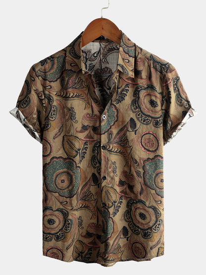 Men's Vintage Cotton Casual Short Sleeve Shirt