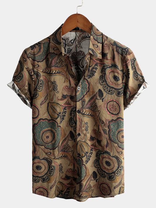 Men's Vintage Cotton Casual Short Sleeve Shirt