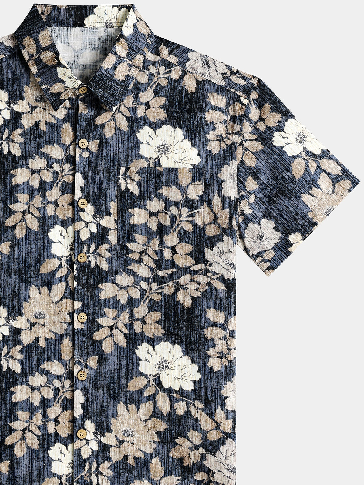 Men’s Vintage Floral Print Short Sleeve Button Up Breathable Cool Casual Shirt