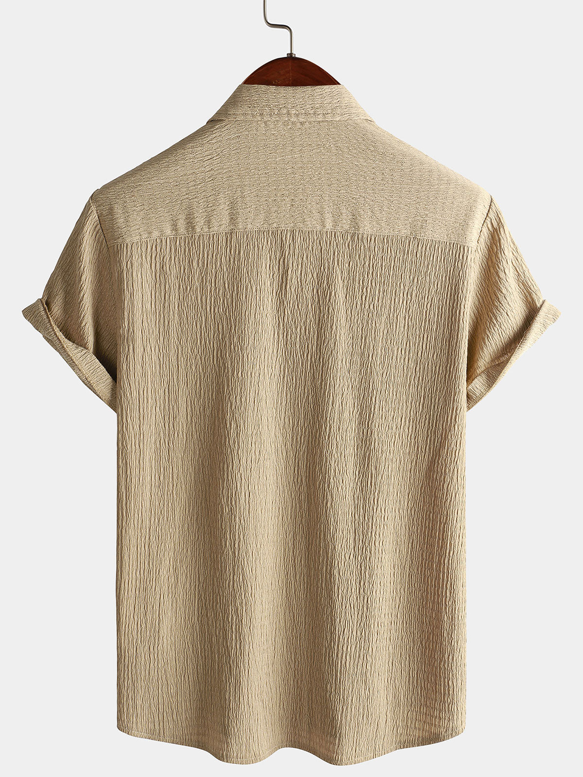 Men's Summer Solid Color Pocket Casual Short Sleeve Shirt
