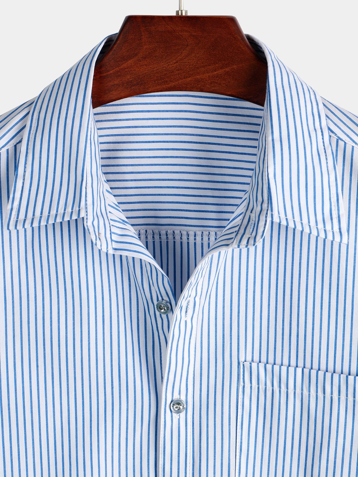 Men's Casual Striped Pocket Short Sleeve Shirt
