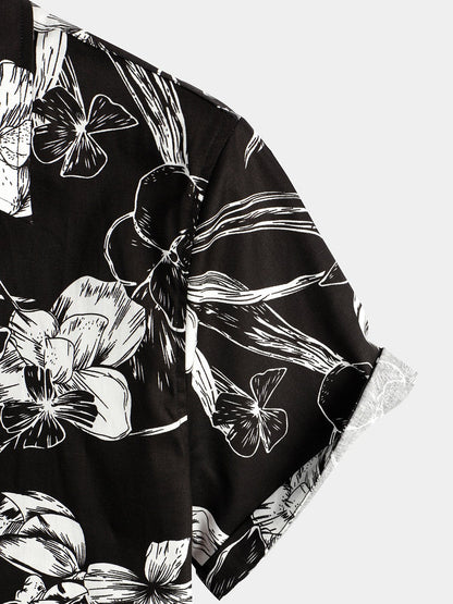 Men's Holiday Flower Print Short Sleeve Shirt