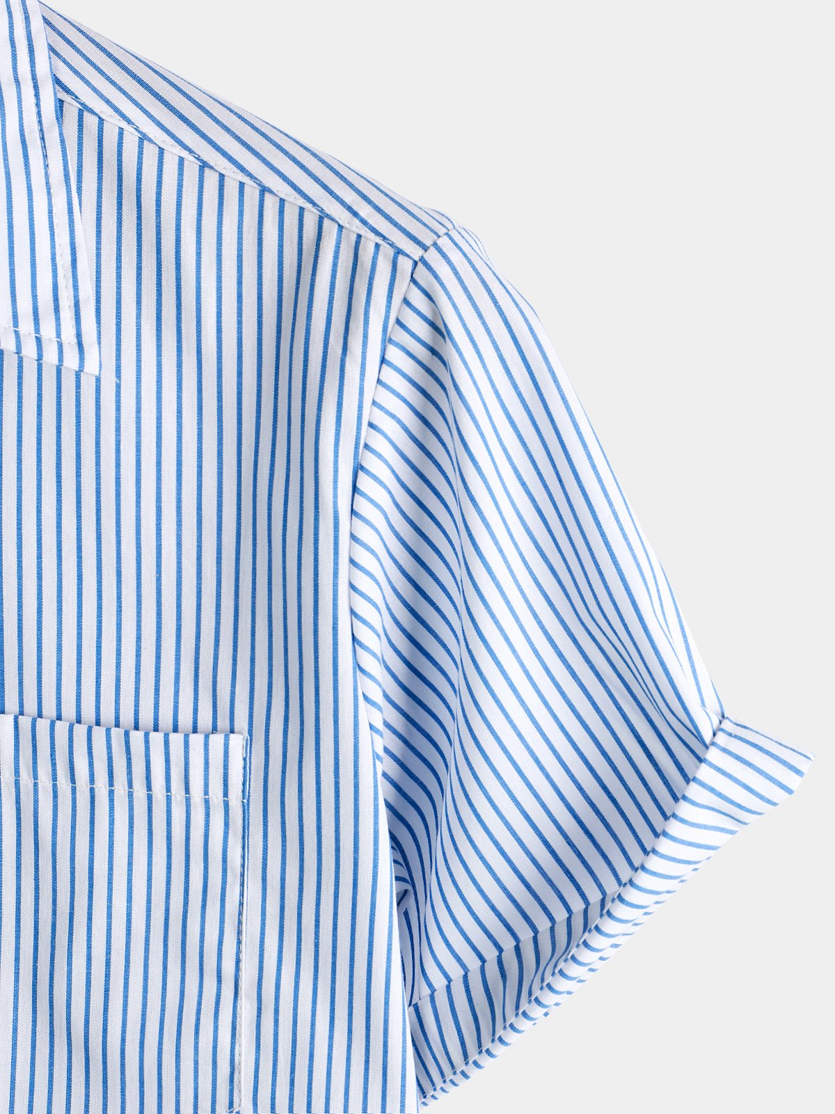 Men's Casual Striped Pocket Short Sleeve Shirt