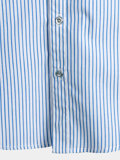 Men's Casual Striped Pocket Short Sleeve Shirt