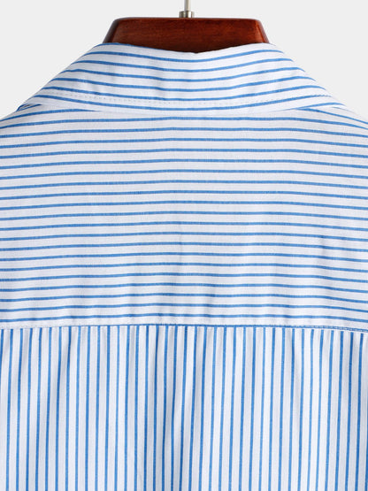 Men's Casual Striped Pocket Short Sleeve Shirt