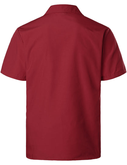 Men's Red Short Sleeve Pocket Cuban Guayabera Shirt