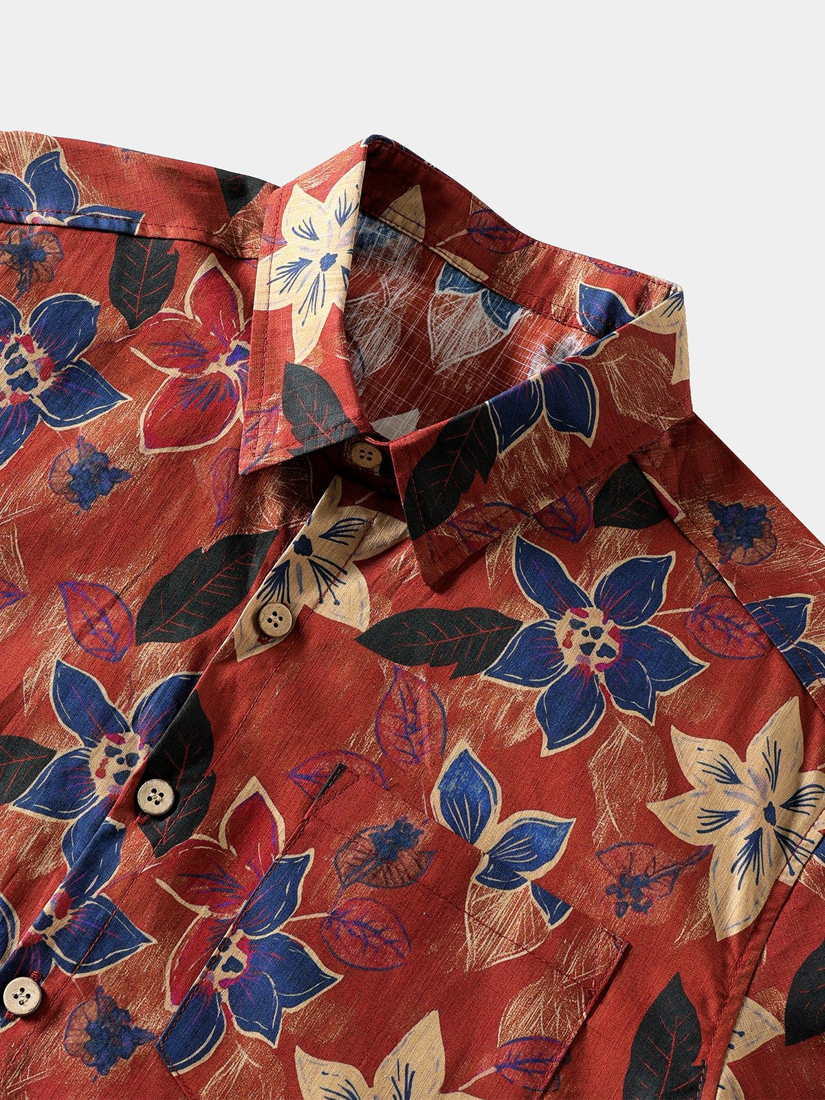 Men’s Classic Vintage Floral Short Sleeve Button Down Breathable Cool Shirt
