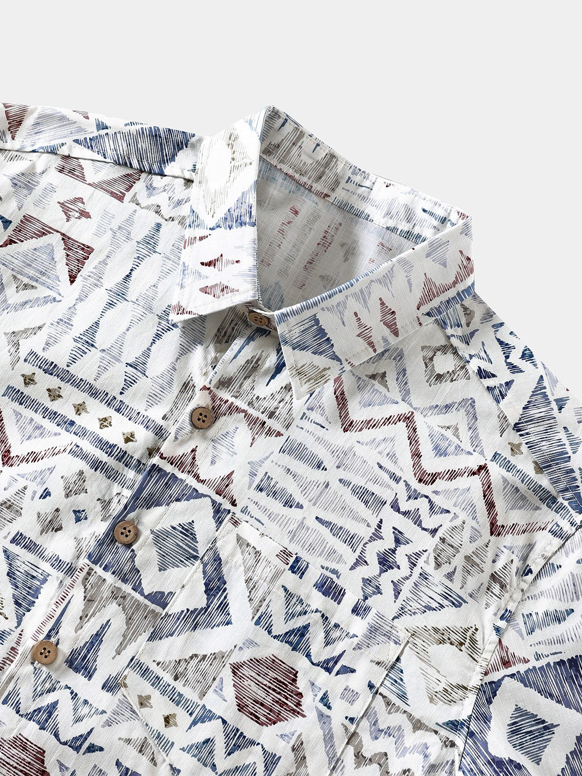 Men’s Vintage Geometric Pattern Short Sleeve Breathable Cool Casual Shirt