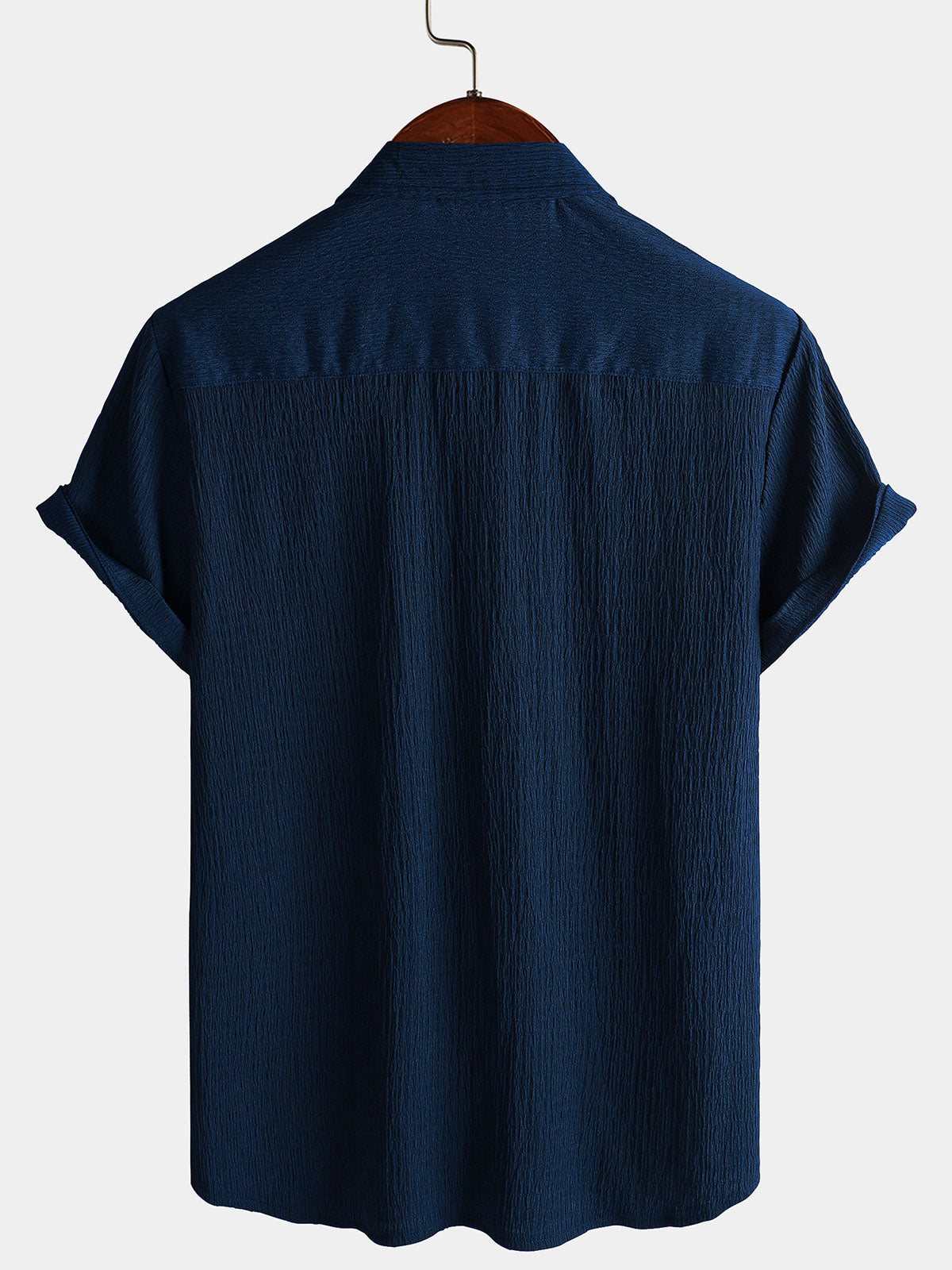 Men's Summer Solid Color Pocket Casual Short Sleeve Shirt
