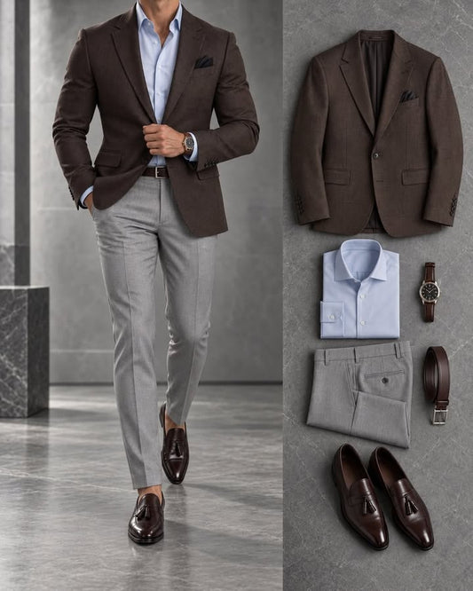 Men's Slim Fit Blazer, Shirts & Pants 3 Piece Set