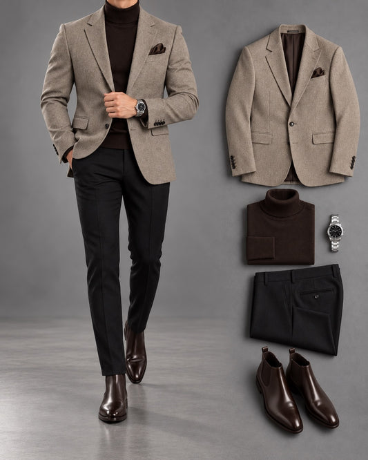 Men's Slim Fit Blazer, Sweater & Pants 3 Piece Set
