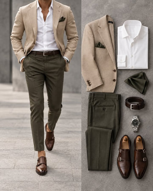 Men's Slim Fit Blazer, Shirts & Pants 3 Piece Set