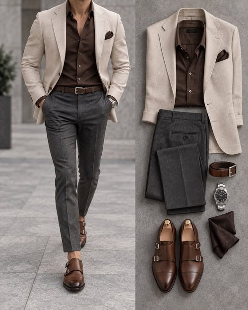 Men's Slim Fit Blazer, Shirts & Pants 3 Piece Set