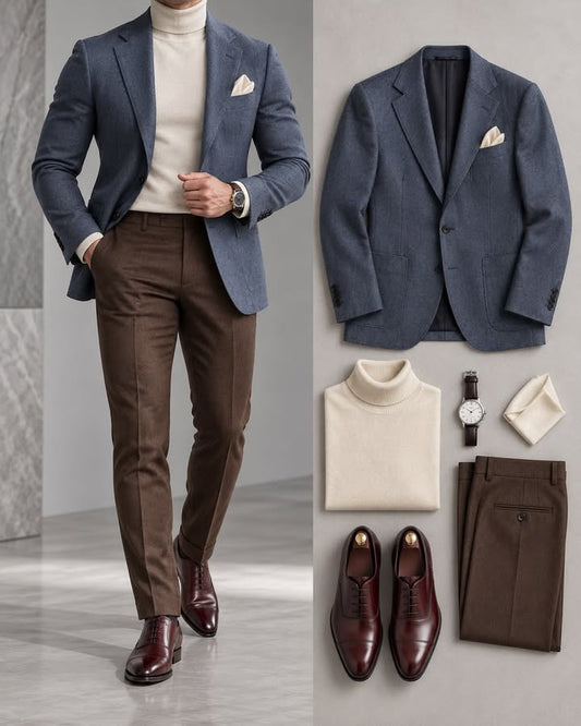 Men's Slim Fit Blazer, Sweater & Pants 3 Piece Set