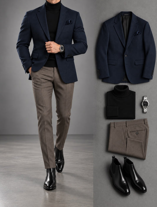 Men's Slim Fit Blazer, Sweater & Pants 3 Piece Set