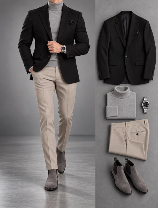Men's Slim Fit Blazer, Sweater & Pants 3 Piece Set