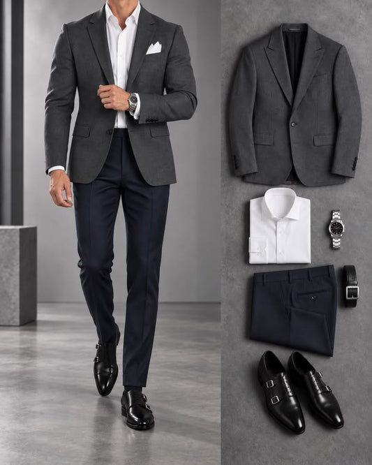 Men's Slim Fit Blazer, Shirts & Pants 3 Piece Set