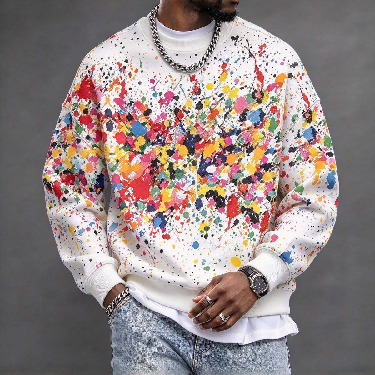 Men's Colorful Graffiti Print Sweatshirt