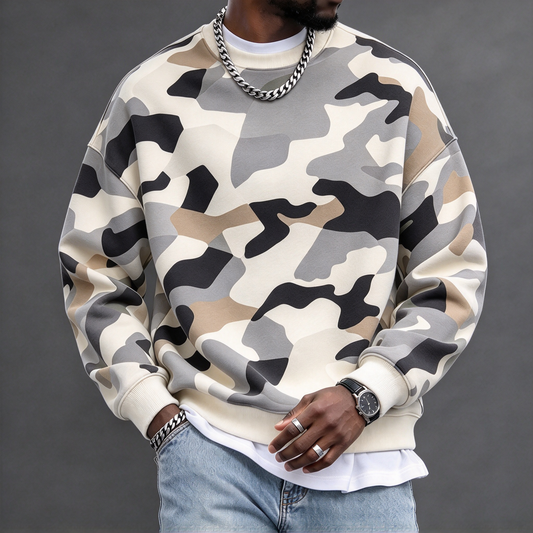 Men's Camouflage Print Crewneck Sweatshirt