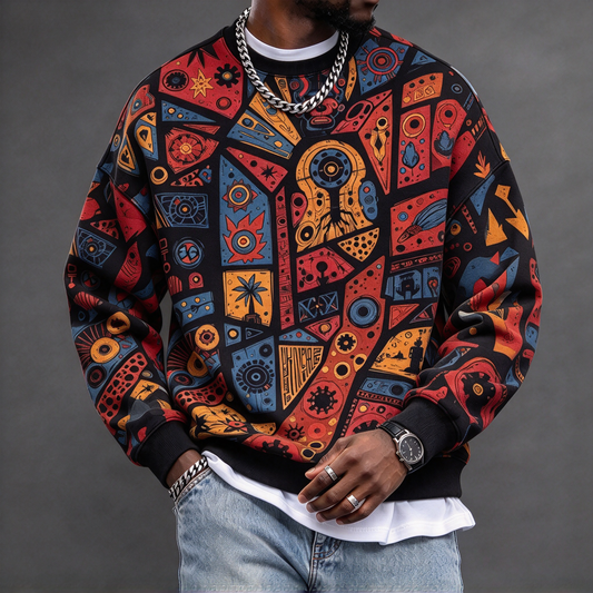 Men's Colorful Vintage Pattern Sweatshirt