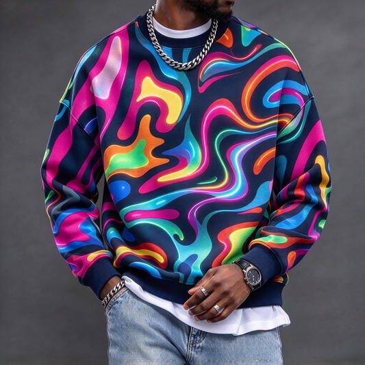 Men's Vibrant Abstract Print Sweatshirt