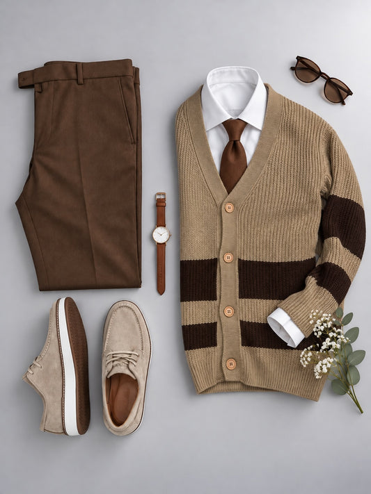 Men's Knit Cardigan and Trousers 2 Piece Set